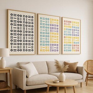 Modern Geometric Wall Art Set – 3 Printable Abstract Posters (Black & Color Options) | Minimalist Digital Download