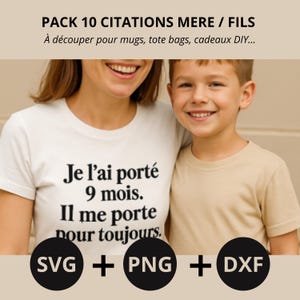 10er-Pack Mutter-Sohn-Zitate – SVG PNG DXF | Süße Worte für T-Shirts, Tassen, Cricut, Geschenke für Mama und Sohn, druckbarer Schnitt