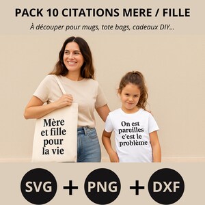 Pakket van 10 moeder-dochtercitaten – SVG PNG DXF | Lieve en grappige woorden voor mokken, t-shirts, Cricut, cadeaus voor moeder en dochter, DIY-snijden