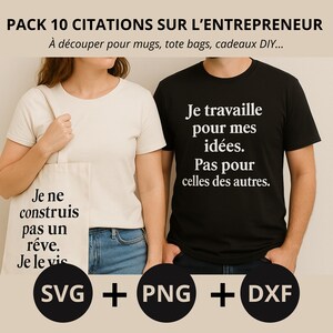 Pack 10 Citations Entrepreneurs – SVG PNG DXF | Fichiers motivants pour mugs, t-shirts, Cricut, cadeaux autoentrepreneurs