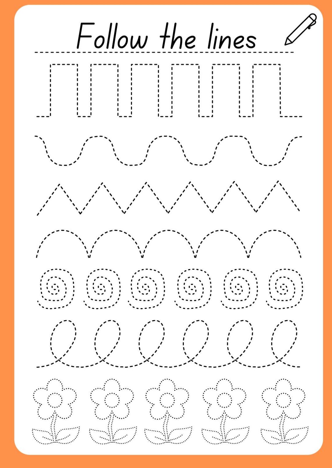 Follow the Line Worksheet. - Etsy