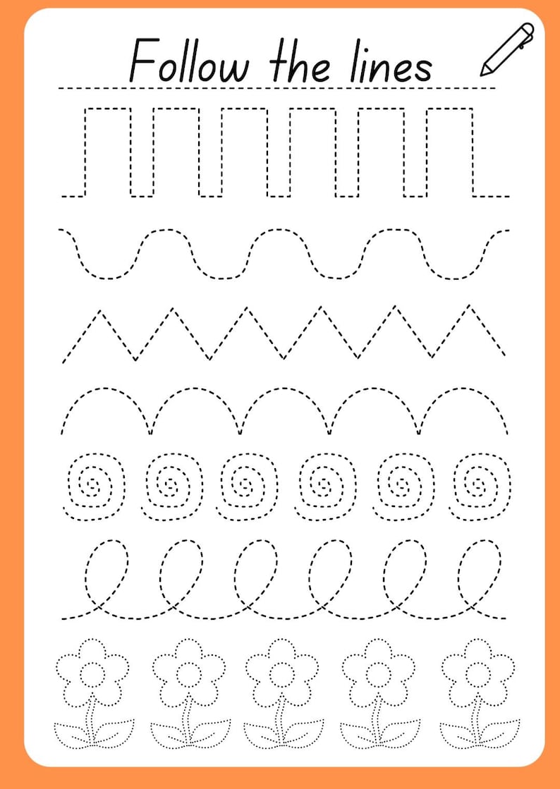 Trace Line Loop Follow the Line Worksheet. - Etsy