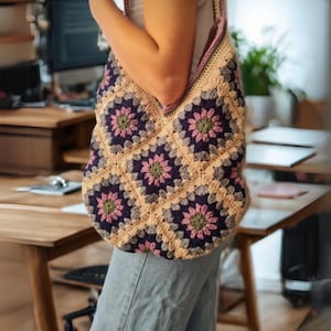 Hand-Knitted Boho Shoulder Bag | Organic Cotton-Poly Blend Tote | Multicolor Casual Eco-Friendly Purse