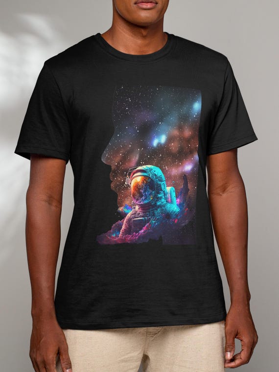 Astronaut Space T-shirt Cosmic Galaxy Face Surreal Outer Space Tee