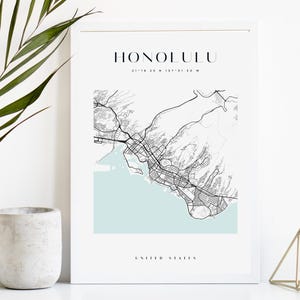 Honolulu Custom City Map Print, Printable City Poster, Digital Download Map Art, Minimalist Street Map, Modern Wall Art, City Map Gift