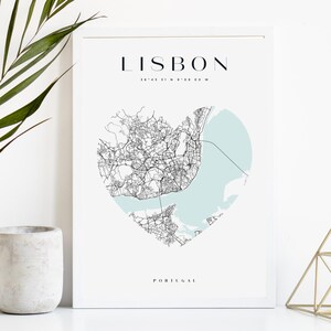 Lisbon Custom City Map Print, Printable City Poster, Digital Download Map Art, Minimalist Street Map, Modern Wall Art, City Map Gift