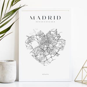 Madrid Custom City Map Print, Printable City Poster, Digital Download Map Art, Minimalist Street Map, Modern Wall Art, City Map Gift