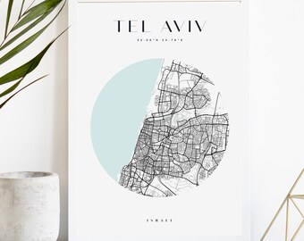 Tel Aviv Custom City Map Print, Printable City Poster, Digital Download Map Art, Minimalist Street Map, Modern Wall Art, City Map Gift