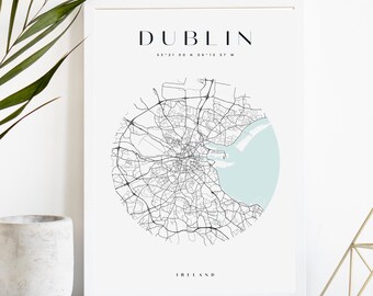 Dublin Custom City Map Print, Printable City Poster, Digital Download Map Art, Minimalist Street Map, Modern Wall Art, City Map Gift