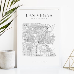 Las Vegas benutzerdefinierte Stadt Karte Druck, druckbare Stadt Poster, digitaler Download Karte Kunst, minimalistische Straßenkarte, moderne Wandkunst, Stadt Karte Geschenk