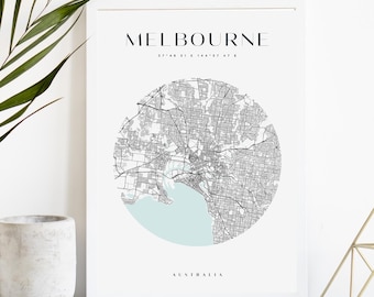 Melbourne Custom City Map Print, Printable City Poster, Digital Download Map Art, Minimalist Street Map, Modern Wall Art, City Map Gift
