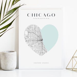 Chicago Custom Stadt Karte Druck, druckbare Stadt Poster, digitaler Download Karte Kunst, minimalistische Straßenkarte, moderne Wandkunst, Stadt Karte Geschenk
