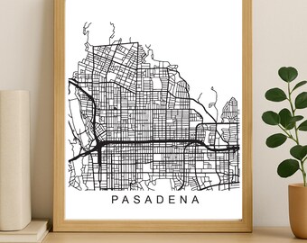 Pasadena City Map Print, Printable City Poster, Digital Download Map Art, Minimalist Street Map, Modern Wall Art, City Map Gift