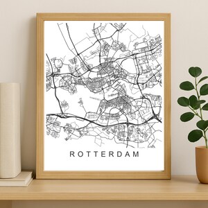 Mapa da cidade de Roterdã impresso, pôster da cidade para impressão, arte de mapa digital para download, mapa de rua minimalista, arte de parede moderna, mapa da cidade para presente