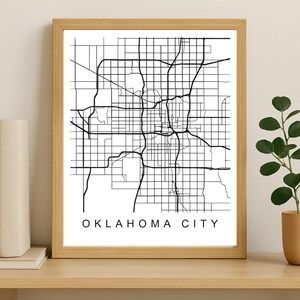 Oklahoma City Karte Drucken, druckbare Stadt Poster, digitaler Download Karte Kunst, minimalistische Straßenkarte, moderne Wandkunst, Stadt Karte Geschenk