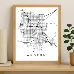Impression de carte de la ville de Las Vegas, affiche de la ville imprimable, art de la carte en téléchargement numérique, plan de rue minimaliste, art mural moderne, cadeau carte de la ville