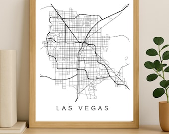 Las Vegas City Map Print, Printable City Poster, Digital Download Map Art, Minimalist Street Map, Modern Wall Art, City Map Gift