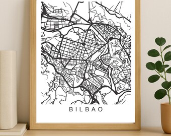 Bilbao City Map Print, Printable City Poster, Digital Download Map Art, Minimalist Street Map, Modern Wall Art, City Map Gift