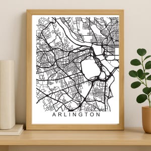 Arlington City Map Print, Printable City Poster, Digital Download Map Art, Minimalist Street Map, Modern Wall Art, City Map Gift