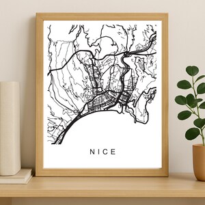 Nice City Map Print, Printable City Poster, Digital Download Map Art, Minimalist Street Map, Modern Wall Art, City Map Gift