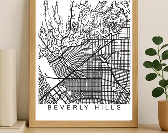 Beverly Hills City Map Print, Printable City Poster, Digital Download Map Art, Minimalist Street Map, Modern Wall Art, City Map Gift