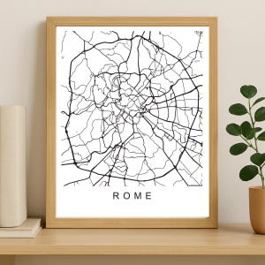 Rome City Map Print, Printable City Poster, Digital Download Map Art, Minimalist Street Map, Modern Wall Art, City Map Gift