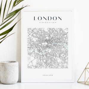 London City Map Print, Printable City Poster, Digital Download Map Art, Minimalist Street Map, Modern Wall Art, City Map Gift
