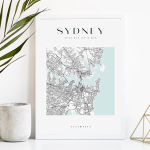 Sydney City Map Print, Printable City Poster, Digital Download Map Art, Minimalist Street Map, Modern Wall Art, City Map Gift