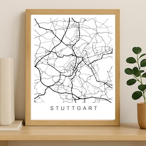 Stuttgart City Map Print, Printable City Poster, Digital Download Map Art, Minimalist Street Map, Modern Wall Art, City Map Gift