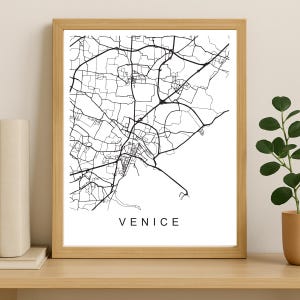 Venice City Map Print, Printable City Poster, Digital Download Map Art, Minimalist Street Map, Modern Wall Art, City Map Gift