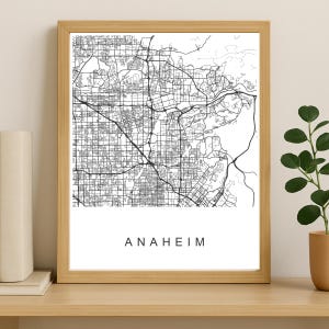 Anaheim City Map Print, Printable City Poster, Digital Download Map Art, Minimalist Street Map, Modern Wall Art, City Map Gift