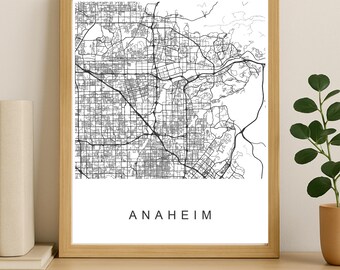Anaheim City Map Print, Printable City Poster, Digital Download Map Art, Minimalist Street Map, Modern Wall Art, City Map Gift