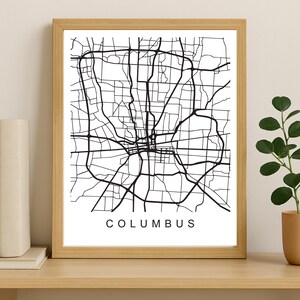 Columbus City Map Print, Printable City Poster, Digital Download Map Art, Minimalist Street Map, Modern Wall Art, City Map Gift