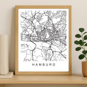 Hamburg City Map Print, Printable City Poster, Digital Download Map Art, Minimalist Street Map, Modern Wall Art, City Map Gift