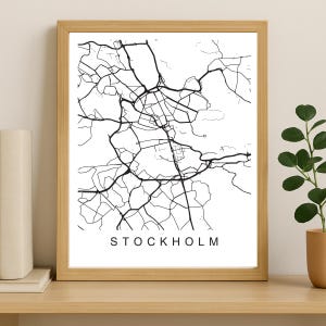 Stockholm City Map Print, Printable City Poster, Digital Download Map Art, Minimalist Street Map, Modern Wall Art, City Map Gift