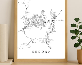 Sedona City Map Print, Printable City Poster, Digital Download Map Art, Minimalist Street Map, Modern Wall Art, City Map Gift