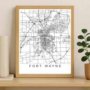 Fort Wayne Stadt Karte Drucken, druckbare Stadt Poster, digitaler Download Karte Kunst, minimalistische Straßenkarte, moderne Wandkunst, Stadt Karte Geschenk