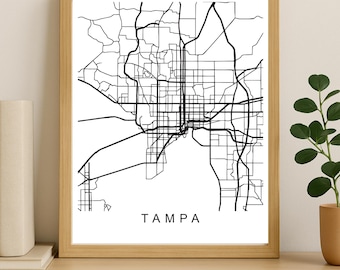 Tampa City Map Print, Printable City Poster, Digital Download Map Art, Minimalist Street Map, Modern Wall Art, City Map Gift
