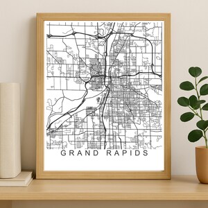 Grand Rapids City Map Print, Printable City Poster, Digital Download Map Art, Minimalist Street Map, Modern Wall Art, City Map Gift
