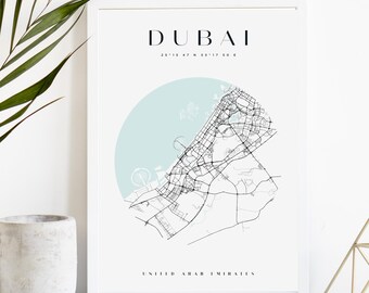 Dubai City Map Print, Printable City Poster, Digital Download Map Art, Minimalist Street Map, Modern Wall Art, City Map Gift