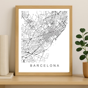 Barcelona City Map Print, Printable City Poster, Digital Download Map Art, Minimalist Street Map, Modern Wall Art, City Map Gift
