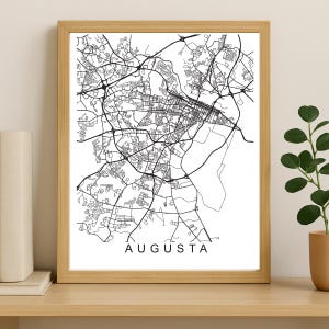 Augusta City Map Print, Printable City Poster, Digital Download Map Art, Minimalist Street Map, Modern Wall Art, City Map Gift