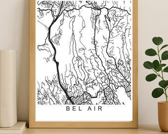 Bel Air City Map Print, Printable City Poster, Digital Download Map Art, Minimalist Street Map, Modern Wall Art, City Map Gift