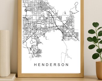 Impresión del mapa de Henderson, póster imprimible, descarga digital, callejero minimalista, arte mural moderno, regalo