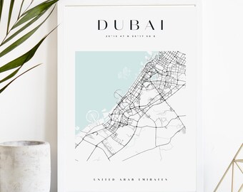 Dubai City Map Print, Printable City Poster, Digital Download Map Art, Minimalist Street Map, Modern Wall Art, City Map Gift