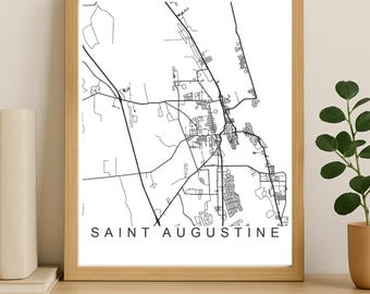 Impresión del mapa de la ciudad de San Agustín, póster imprimible, descarga digital, mapa callejero minimalista, arte mural moderno, regalo de mapa de la ciudad