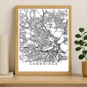 Cambridge Karte Stadtplan Druck, druckbare Stadt Poster, digitaler Download Karte Kunst, minimalistische Straßenkarte, moderne Wandkunst, Stadt Karte Geschenk