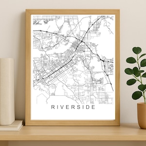 Riverside City Map Print, Printable City Poster, Digital Download Map Art, Minimalist Street Map, Modern Wall Art, City Map Gift