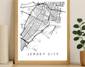 Jersey stadskaart afdrukken, afdrukbare stadsposter, digitale download kaartkunst, minimalistische stratenplan, moderne muurkunst, stadskaart cadeau