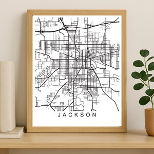 Jackson City Map Print, Printable City Poster, Digital Download Map Art, Minimalist Street Map, Modern Wall Art, City Map Gift